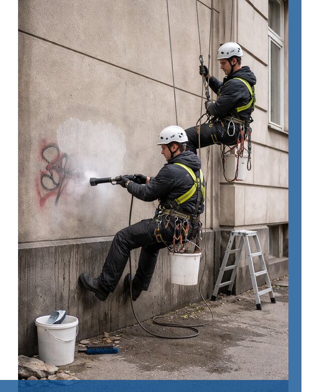 Удаление граффити с фасада в Алапаевске от 4817 р. | ВЫСОТНИК-Лпв