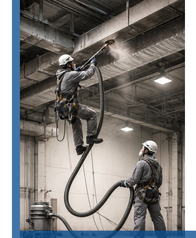 Обеспыливание потолочных конструкций в Алапаевске промышленным альпинизмом