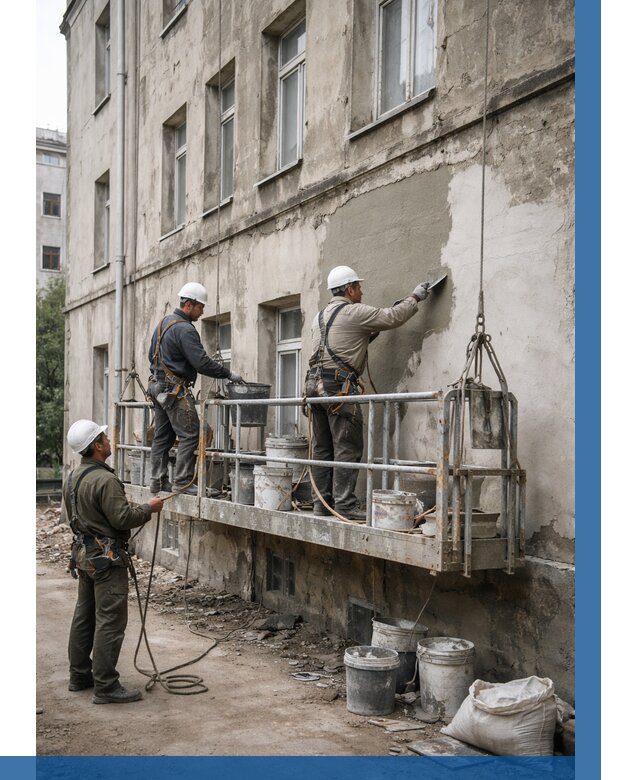 Капитальный ремонт фасада в Алапаевске от 4496 р. | ВЫСОТНИК-Лпв