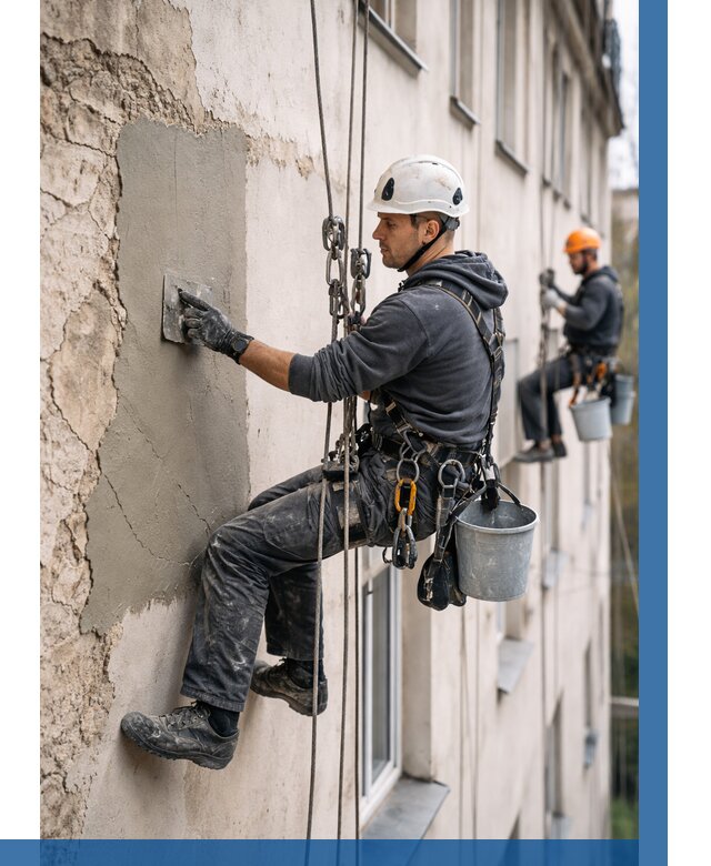 Восстановление штукатурки фасада в Алапаевске от 1285 р. | ВЫСОТНИК-Лпв