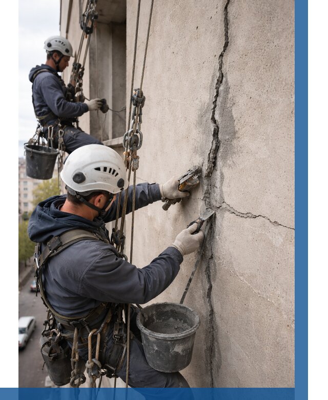 Заделка трещин на фасаде в Алапаевске от 963 р. | ВЫСОТНИК-Лпв