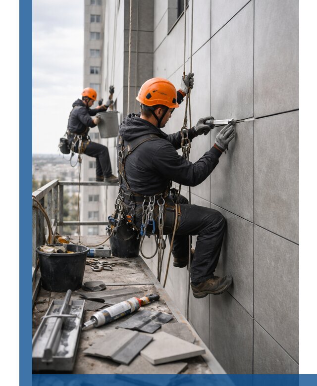 Профессиональный ремонт фасада из керамогранита в Алапаевске