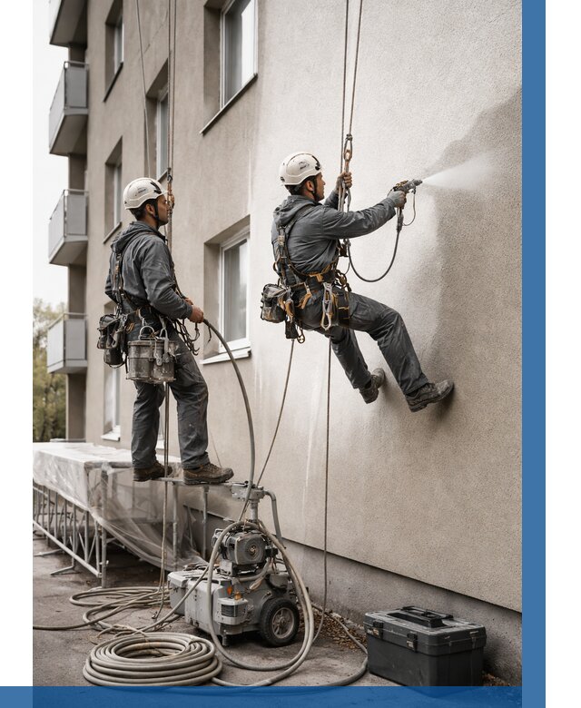 Безвоздушная покраска фасада в Алапаевске от 236 р/м² | ВЫСОТНИК-Лпв