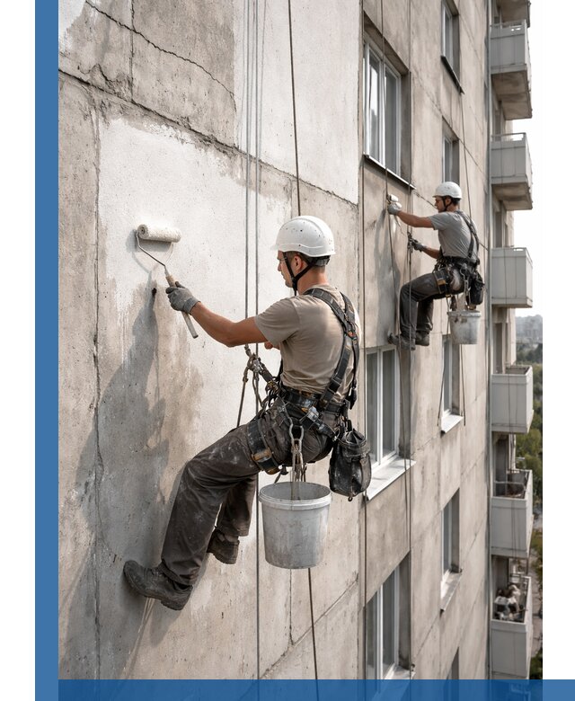 Покраска бетонного фасада в Алапаевске для жилых и промышленных объектов