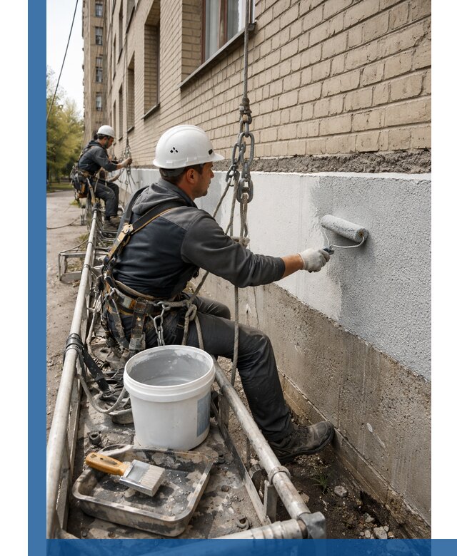 Окраска цоколя здания в Алапаевске профессионально и надежно