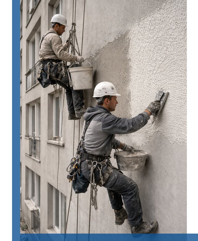 Нанесение декоративной штукатурки короед на фасад в Алапаевске