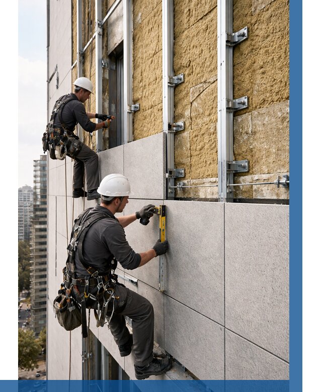 Монтаж вентилируемого фасада в Алапаевске от 3747 р. | ВЫСОТНИК-Лпв