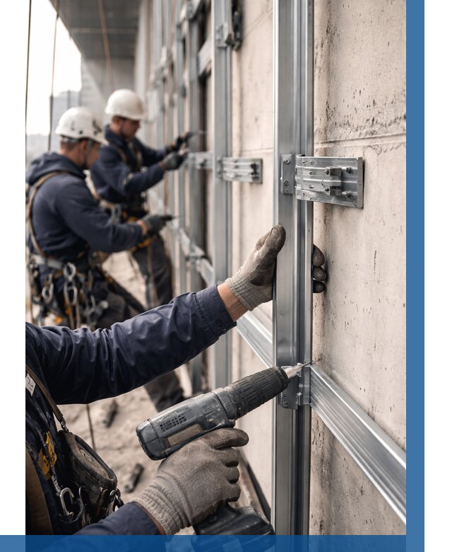 Монтаж подсистемы вентфасада в Алапаевске от 910 р. | ВЫСОТНИК-Лпв