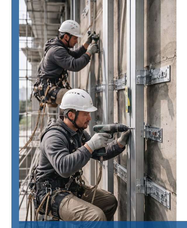 Монтаж и крепление подсистемы вентфасада в Алапаевске