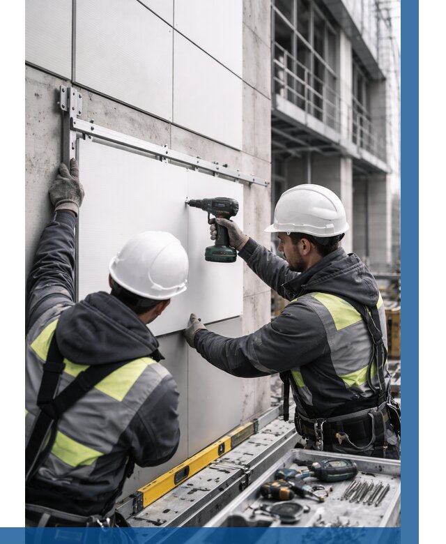 Монтаж композитных панелей фасада в Алапаевске от 2676 р. | ВЫСОТНИК-Лпв