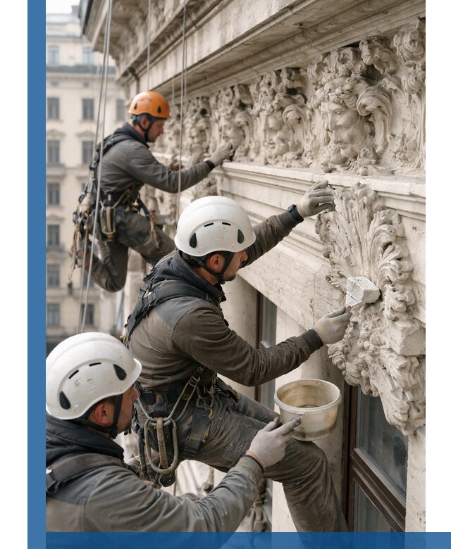 Реставрация фасадной лепнины с высотными работами в Алапаевске