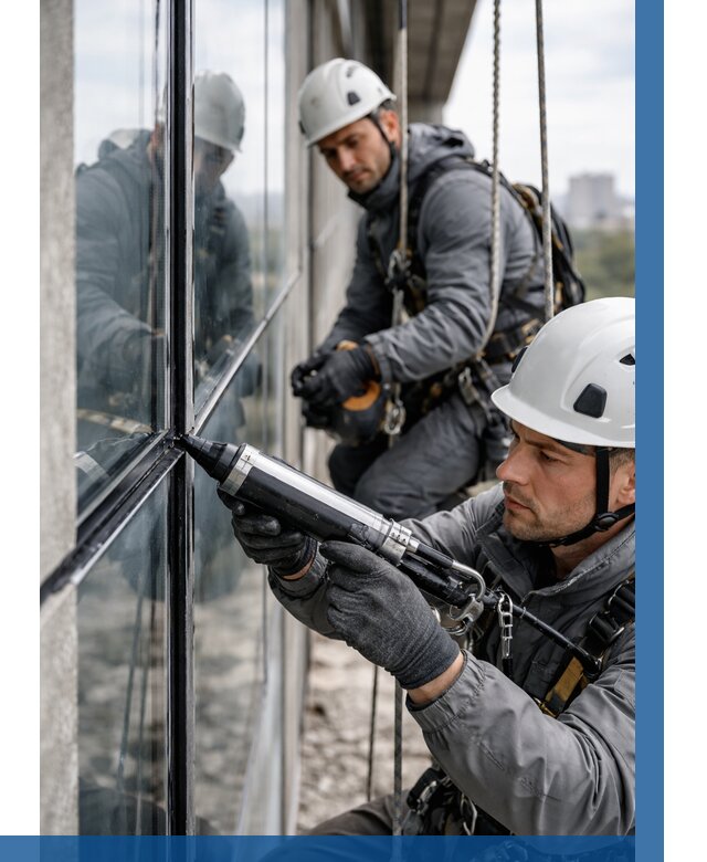 Герметизация витражных швов в Алапаевске от 696 р. | ВЫСОТНИК-Лпв