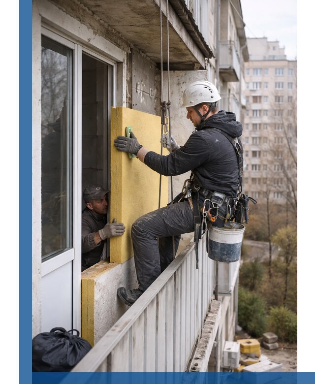 Профессиональное утепление балкона снаружи в Алапаевске под ключ