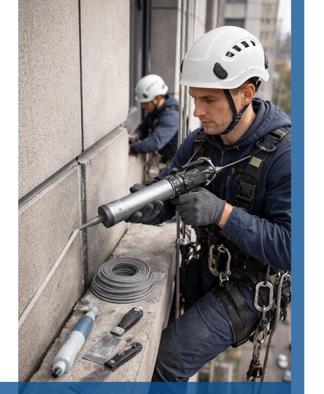 Герметизация деформационных швов фасада в Алапаевске от 749 | ВЫСОТНИК-Лпв