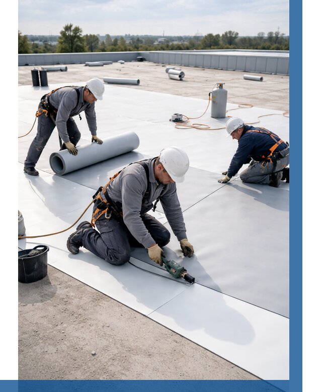 Монтаж мембранной кровли под ключ в Алапаевске от 1285 р. | ВЫСОТНИК-Лпв