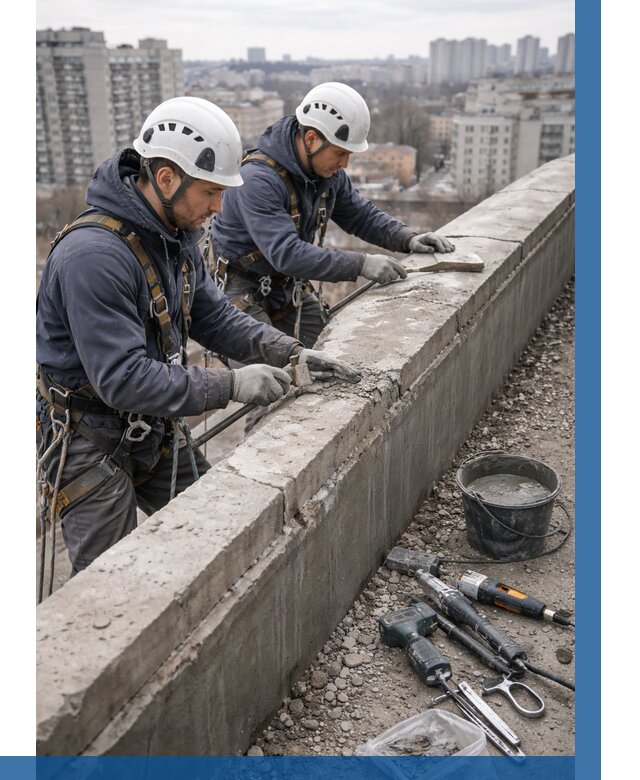 Ремонт парапета на кровле в Алапаевске от 1606 р. | ВЫСОТНИК-Лпв