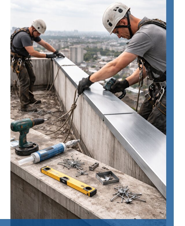 Монтаж парапетных крышек в Алапаевске от 856 р. | ВЫСОТНИК-Лпв