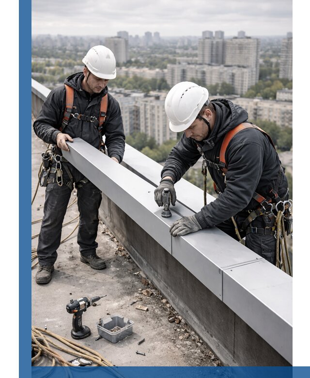 Монтаж парапетных крышек и ограждений кровли в Алапаевске