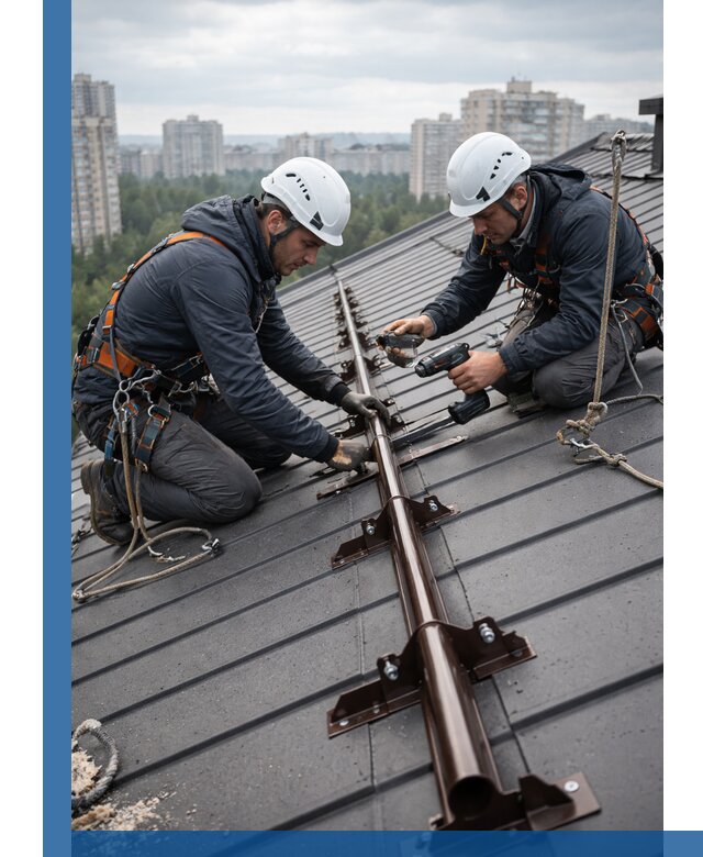 Монтаж снегозадержателей на кровле зданий в Алапаевске под ключ