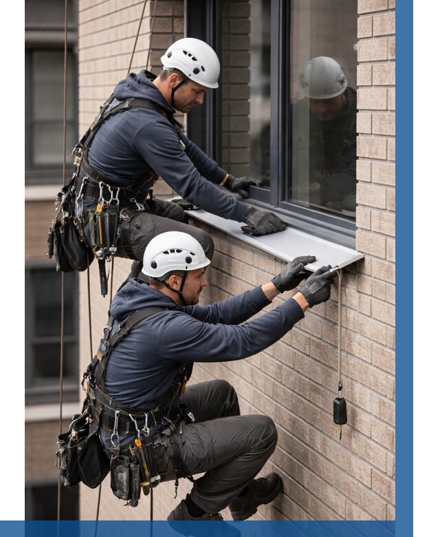 Монтаж оконных отливов под ключ в Алапаевске от 3747 р. | ВЫСОТНИК-Лпв