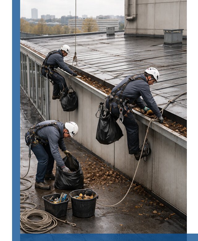 Очистка кровли по периметру в Алапаевске силами промышленных альпинистов