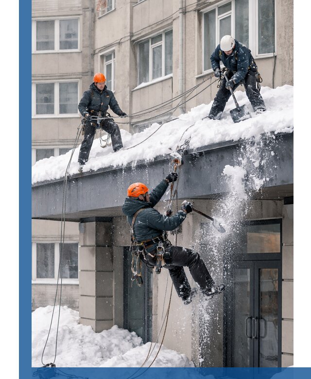 Безопасная очистка навесов от снега в Алапаевске круглогодично