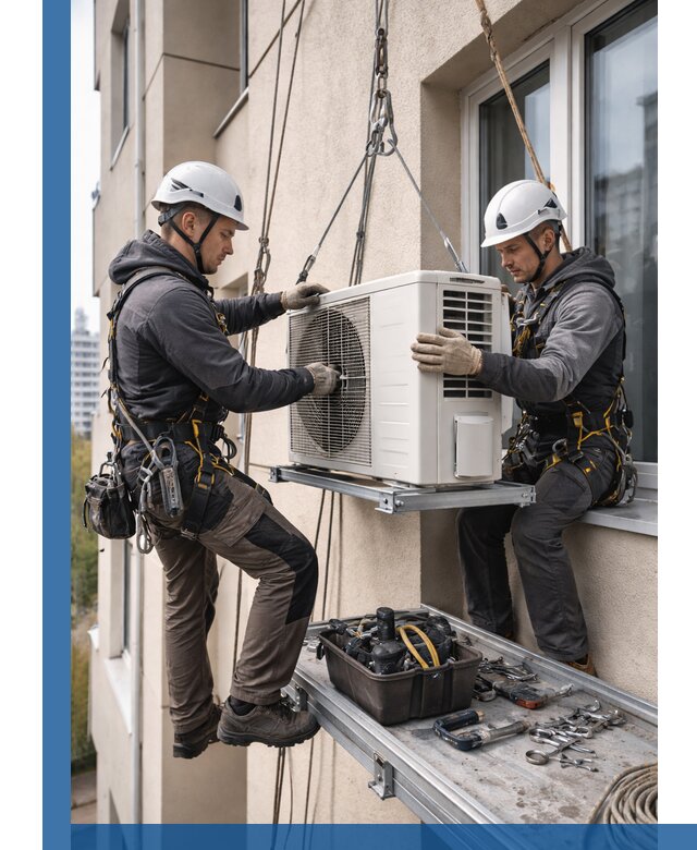 Перенос внешнего блока кондиционера в Алапаевске с монтажом и крепежом