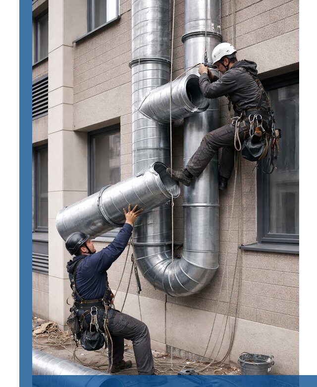 Монтаж фасадных воздуховодов в Алапаевске с герметизацией и крепежом