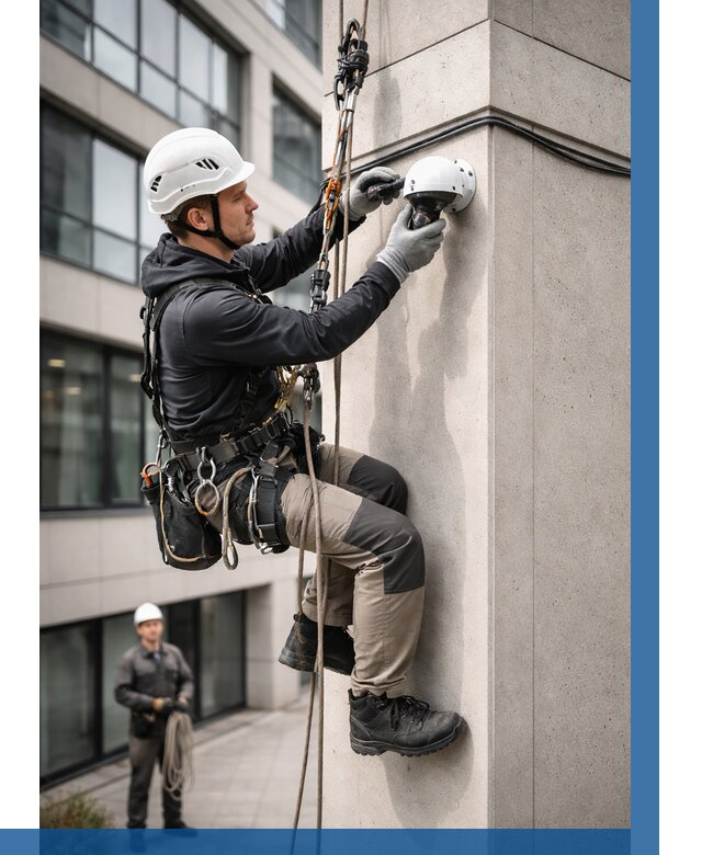 Монтаж камер видеонаблюдения на фасаде в Алапаевске от 9099 р.-ВЫСОТНИК-Лпв