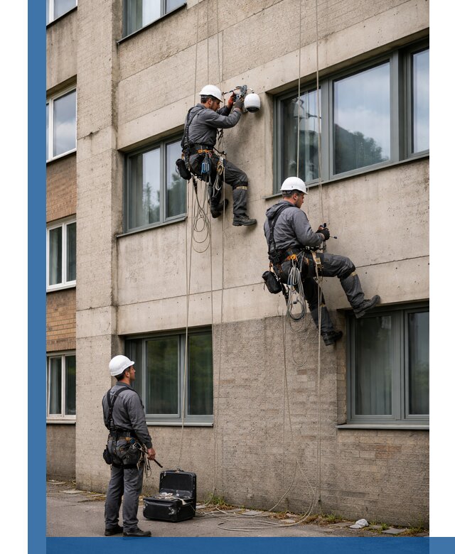 Монтаж фасадных камер видеонаблюдения в Алапаевске под ключ