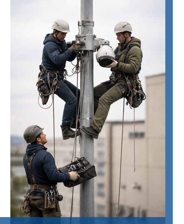 Установка видеокамер на мачте в Алапаевске от 9099 р. | ВЫСОТНИК-Лпв