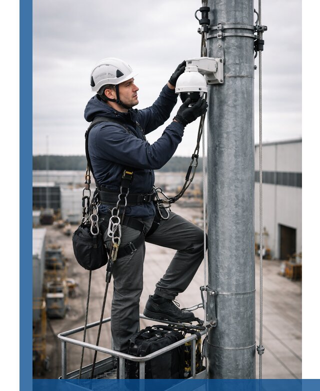Профессиональная установка видеокамер на мачте в Алапаевске