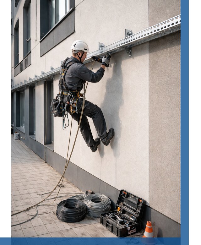 Монтаж кабельных лотков на фасаде в Алапаевске от 1285 р. | ВЫСОТНИК-Лпв