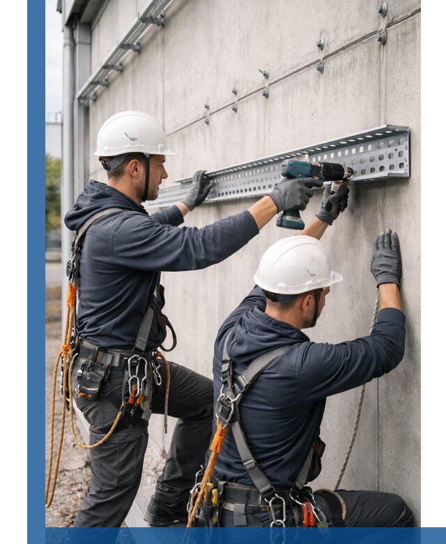 Монтаж кабельных лотков на фасаде зданий в Алапаевске с гарантией