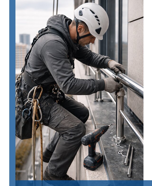 Монтаж ограждений на высоте в Алапаевске для зданий и конструкций