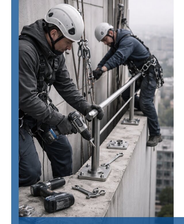 Монтаж перил на высоте в Алапаевске для жилых и промобъектов