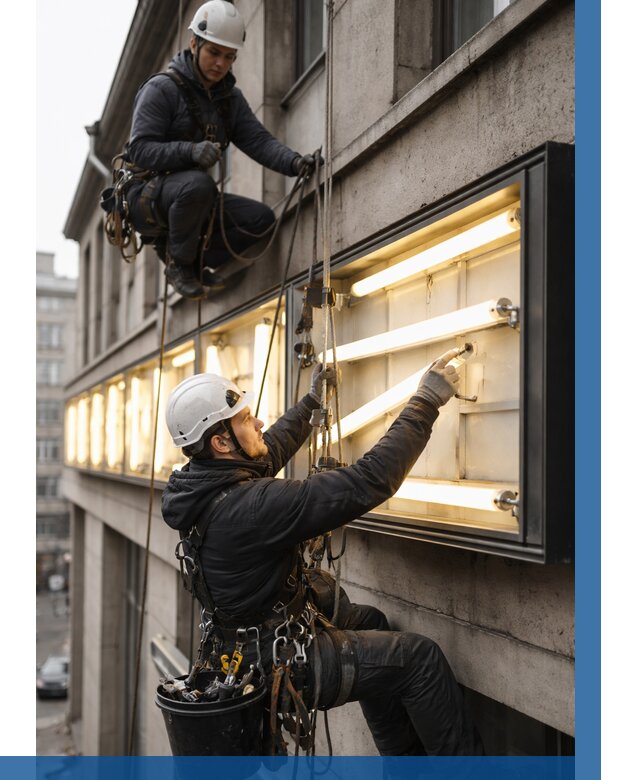 Замена ламп в вывеске в Алапаевске под ключ от 3747 р. | ВЫСОТНИК-Лпв
