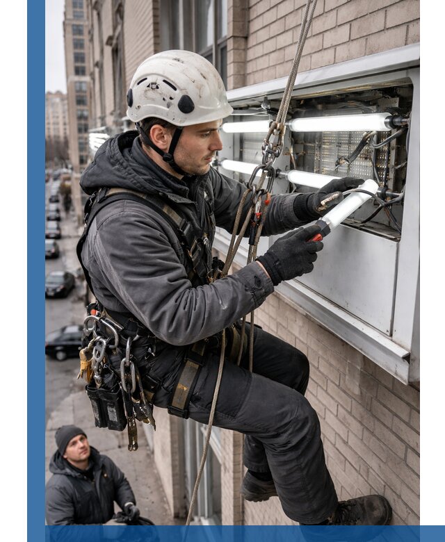 Профессиональная замена ламп в наружной вывеске в Алапаевске