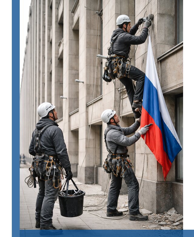 Профессиональная установка флагов на фасаде в Алапаевске