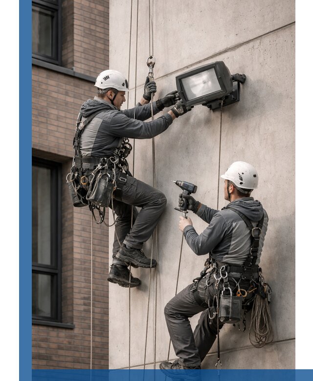 Профессиональный монтаж фасадных прожекторов в Алапаевске под ключ