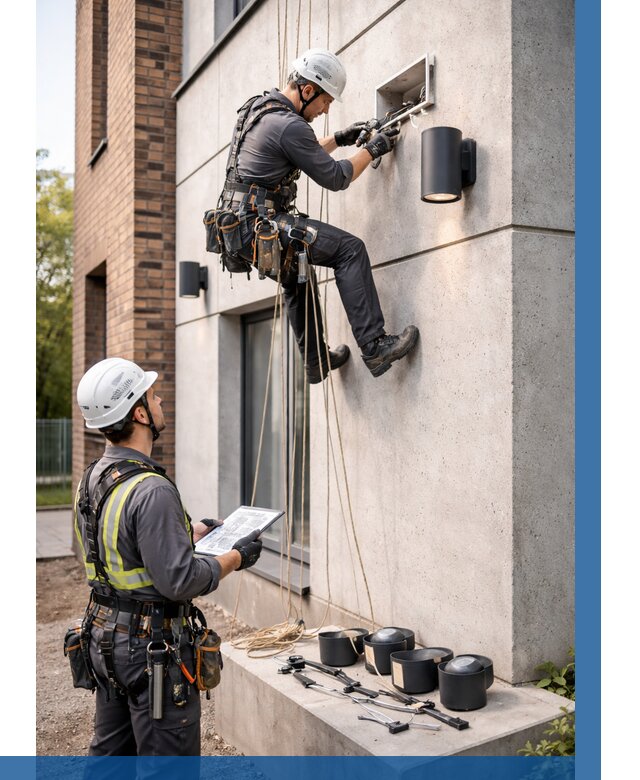 Монтаж фасадного освещения в Алапаевске от 2676 р. | ВЫСОТНИК-Лпв