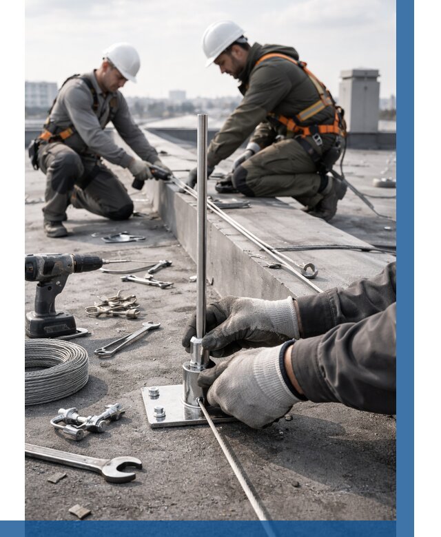 Монтаж молниезащиты на кровле в Алапаевске цена от 26763 р. | ВЫСОТНИК-Лпв