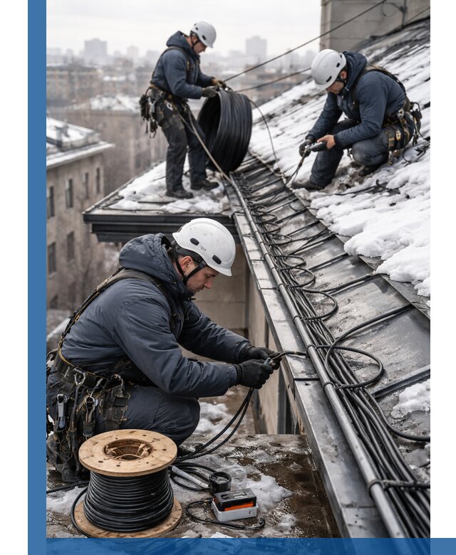 Монтаж греющего кабеля на кровле в Алапаевске под ключ