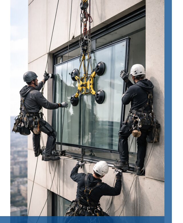 Монтаж стеклопакетов на высоте в Алапаевске от 3426 р. | ВЫСОТНИК-Лпв