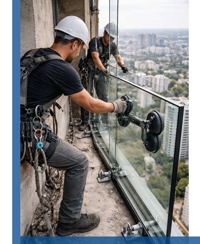 Монтаж стеклянных ограждений под ключ с гарантией в Алапаевске
