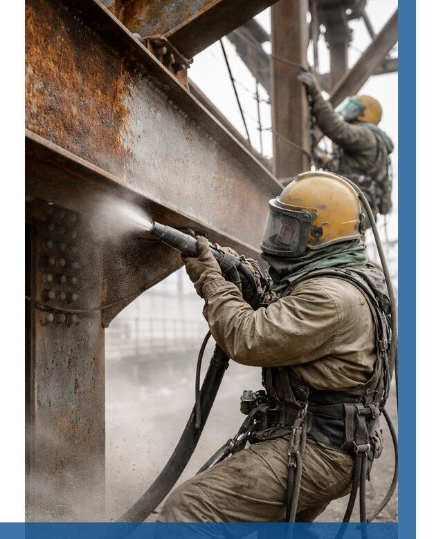 Пескоструйная очистка металлоконструкций в Алапаевске по 642 р. ВЫСОТНИК-Лпв