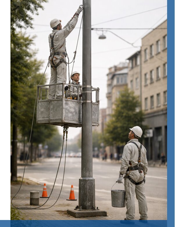 Покраска опор освещения в Алапаевске от 5353 р. | ВЫСОТНИК-Лпв