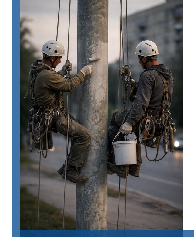 Покраска опор освещения и антикоррозийная защита в Алапаевске