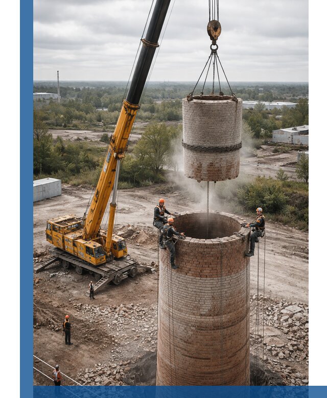 Демонтаж дымовой трубы в Алапаевске с гарантиями безопасности