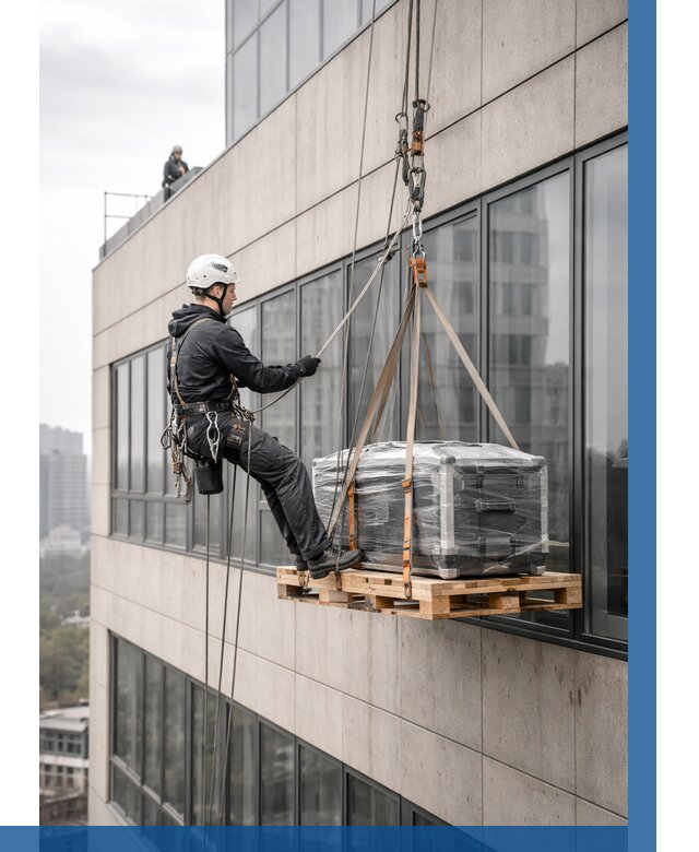 Спуск груза по фасаду в Алапаевске от 3747 р. | ВЫСОТНИК-Лпв